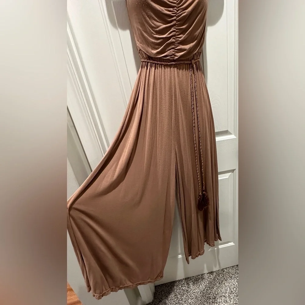 HAODUOYI Wide-Leg Jumpsuit – Mocha Brown | Size Medium